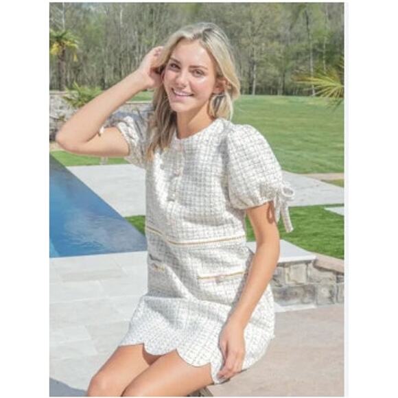 New NWT Simply Southern Tweed Scalloped Hem‎ Dress XL 14 - Picture 1 of 7